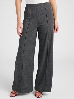 Wide Leg Ponte Pants - Charcoal Gray